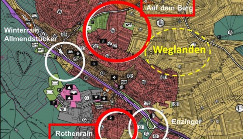 Aufzeichnung des geplanten Neubaugebietes